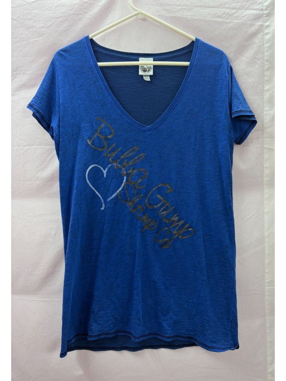 Bubba Gump Shrimp Co. Women's XL Blue & Black Causal Cotton Short Sleeve T-Shirt